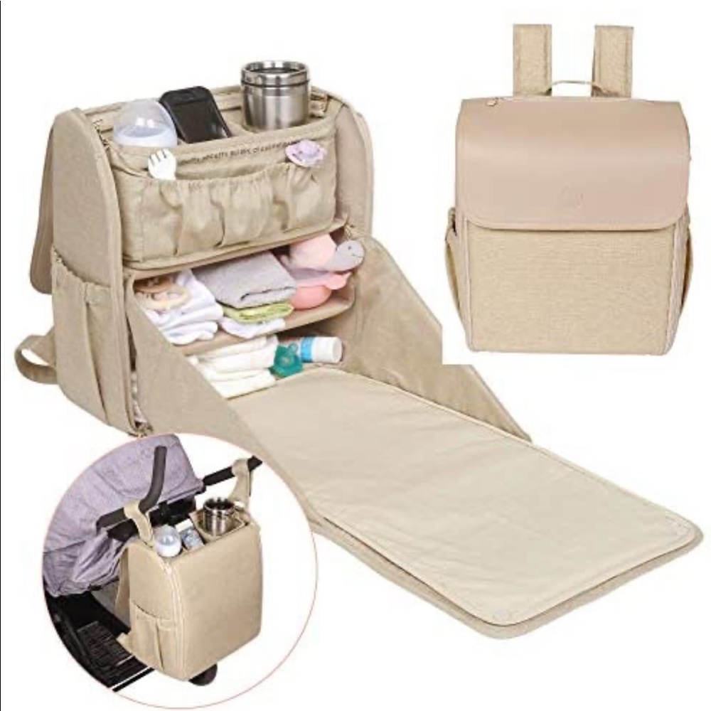 Lulyboo Diaper Cubby Diaper Bag Beige - Brand New